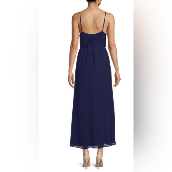 NEW Sam Edelman Royal Blue Belted Maxi Slip Dress Size Extra Small - Picture 2 of 4
